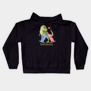 DaddySaurus T-Rex Father & Twin Boy Girl Dinosaurs Kids Hoodie